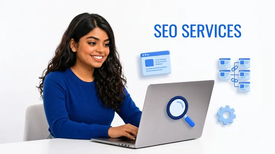 SEO service in Ahmedabad by Meenal Digital Marketer — on-page optimisation, link building, technical SEO and search ranking solutions