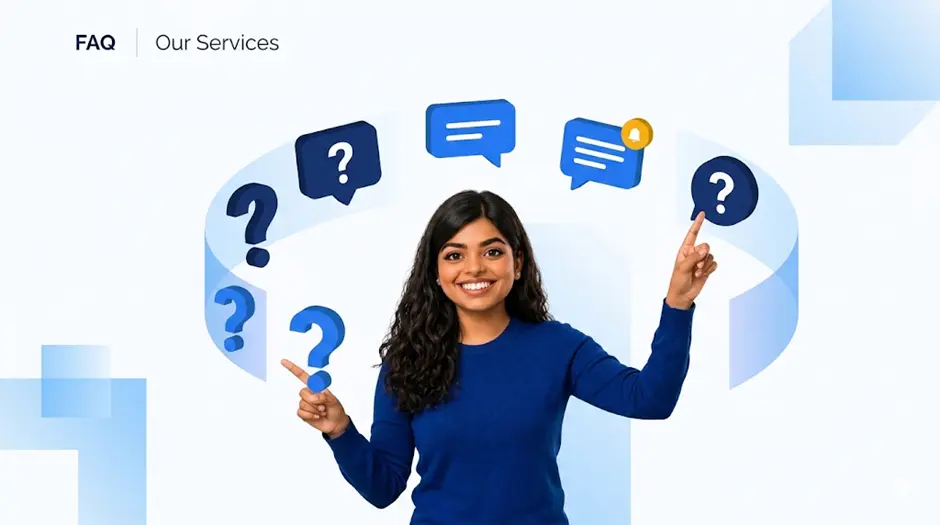 Frequently asked questions about website creation service in Ahmedabad — web development, cost, timeline and WordPress queries answered by Meenal Digital Marketer